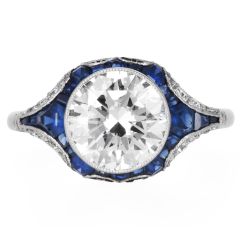 Estate Diamond 5.06cts Sapphire Paltinum Engagement Ring|Dover Jewelry|