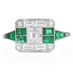 Asscher Cut Diamond 2.10cts Emerald Platinum Ring