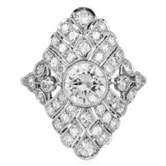 Art Deco Filigree 1.60cts Diamond Platinum Cocktail Ring