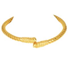 Vintage Lalaounis Chimera Ram Head 22K 18K Gold Choker Necklace