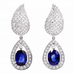 Certified 16.91cts GIA Sapphire & Diamond Day & Night Gold Earrings