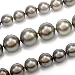 Black Pearl Diamond 16mm Tapering Strand 20 Inch Necklace
