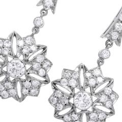 Vintage Deco  Diamond Platinum Dangle Drop Earrings	