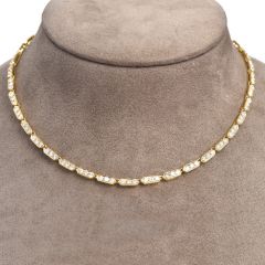 Italian Diamond 18K Yellow Gold Estate Fancy Link Chain Necklace 