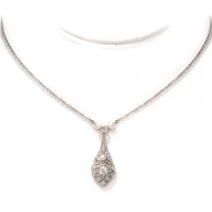 Antique Diamond Pearl Platinum 18K Gold Chain Necklace