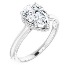 GIA 1.70ct Pear Shape Diamond Platinum Hidden Halo Engagement Ring