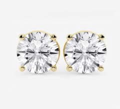 GIA 3.02cttw Diamond 14K Yellow Gold Screwback Stud Earrings