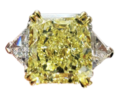 GIA 7.09cts Fancy Yellow Diamond Platinum Engagement Ring