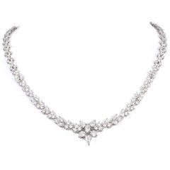 Estate 11.00 cts Diamond Platinum Floral Graduated Link Choker Necklace