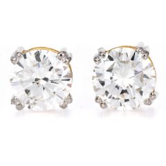 GIA 3.43 carats Natural Diamond J/VS1 18K Gold Brilliant Round Classic Stud Earrings |DoverJewelry|
