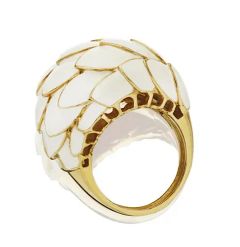 1970s Italian Enamel 18 k yellow Gold Bombe Dome Ring