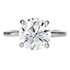 Classic 3.01ct G VVS2 Brilliant Round Platinum Solitaire Engagement Ring