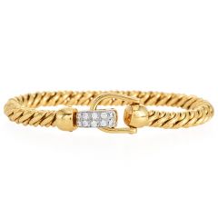 Pomellato Diamond 18K Gold Rope Chain Hardware Link Bracelet-Dover Jewelry