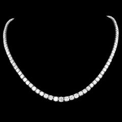 Estate 26.00 Carats Natural Diamond 14K Gold Graduating Riviera Tennis Necklace|DoverJewelry|
