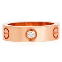 Cartier 3 Diamond 18K Pink Gold Band Ring 53|Dover Jewelry|