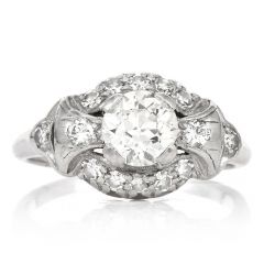 Vintage 1.51ct Old European Diamond Palladium Engagement Ring