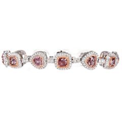 GIA Fancy Pink Diamond 9.49cts Cushion Heart 18K Gold Tennis Bracelet