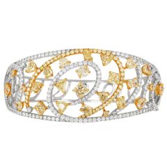 Estate 11.57cts Diamond Spiral Openwork Bangle 14K Gold Bracelet 