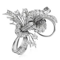 Art Deco Vintage Diamond Platinum Calla Lilly Flower Prominent Brooch Pin