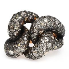 Pamalato Tango Diamond 18K Rose Gold Silver Cluster Crossover Cocktail Ring
