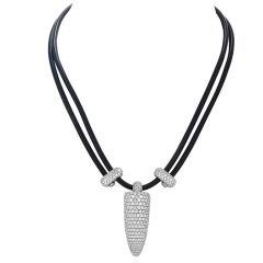 Vhernier Calla Diamonds Black Onyx 18K White Gold Necklace & Earrings Set