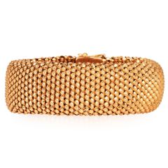 Estate 22mm Wide18K Yellow Gold Mesh Bracelet 8 Inches