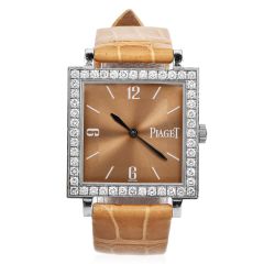 Piaget Altiplano Diamond P10131 18K Gold Square Champagne Watch