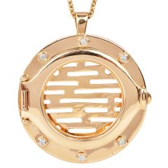 Van Cleef & Arpels Diamond Locket 18K Gold Pendant Necklace