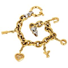 Chopard Happy Diamonds 'I Love You' Charm 18K Gold Bracelet 