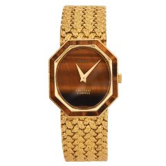 Piaget 1970s  Tiger’s Eye Dial Octagon  18K Yellow Gold Watch 