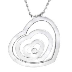 Chopard Happy Spirit Diamond 18K White Gold Floating Heart Pendant Necklace