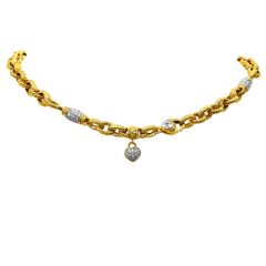 Estate 18k 4.30 carats Diamond Link Choker Gold Necklace