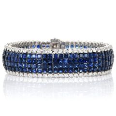 Mystery-Set Sapphire and Diamond 18k Gold Cocktail Bracelet