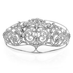 Antique Victorian 21.24ct Rose-cut Diamond 18K White Gold Regal Tiara
