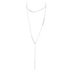 Designer Cris Ruas 3.29ct Diamond 18K White Gold "Connexion" Dangle Drop  Double Chain Necklace 