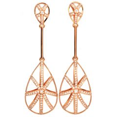 Designer Cris Ruas Diamond Ruby 18K Rose Gold Dangle Drop Large Earrings