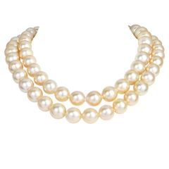 Golden Tahitian South Sea Pearl Necklace 14-12mm, 34 Inches long
