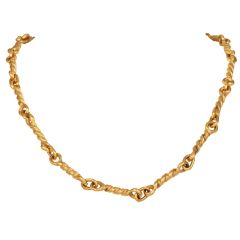 Jean Mahie 22K Yellow Gold Twisted  Link Necklace