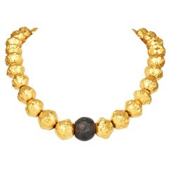 Jean Mahie 22K Yellow Gold Bead Choker Necklace