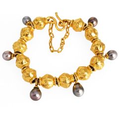 Jean Mahie 22K Yellow Gold Cultured Baroque Gray Pearl Bracelet