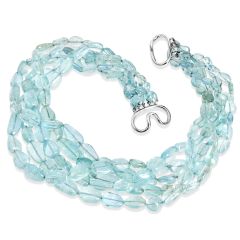 Verdura Multi-Strand Aquamarine Beads Necklace in 18K White Gold |Dover Jewelry|
