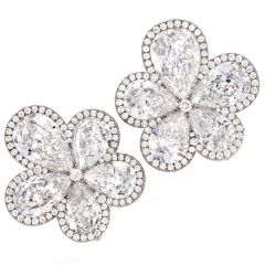 William Goldberg 14.90cttw Diamond Orchid Flower Cluster Platinum Earrings