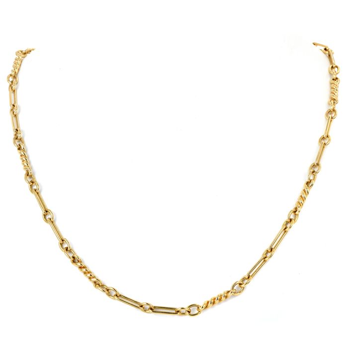 Deco Chain Link Necklace in 18K Yellow Gold