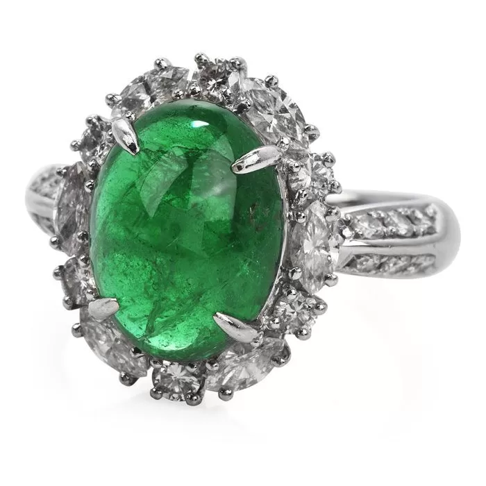 Sterling Silver Emerald Cocktail Ring Natural Emerald Ring for Women –  FineColorJewels