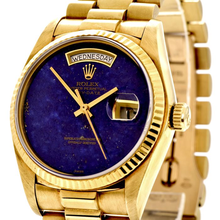 Blinke sikkerhed champion Rolex President Vintage Lapis Dial Gold Day-Date Watch Ref 18038