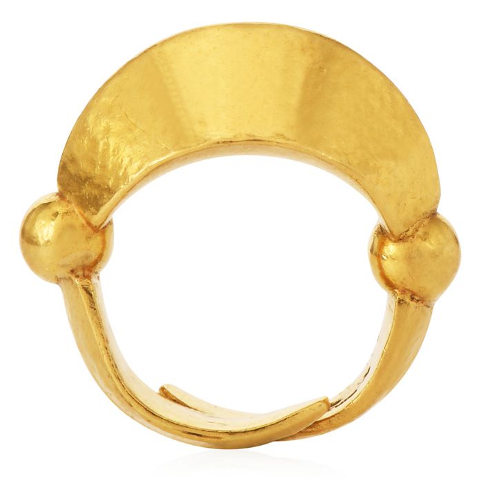 Vintage Ilias Lalaounis 22K Gold Hammered Dome Statement Ring