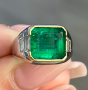 Bvlgari  4.59cts Emerald Diamond Platinum Estate Pinky Bulgari Cocktail Ring