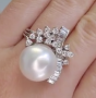 Vintage 1.51cts Diamond Pearl 14K Cocktail Ring. 854201