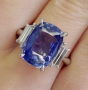 Estate Natural No Heat Ceylon Sapphire Trapezoid Diamond Platinum Ring. 716812