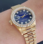 Rolex President Blue Stella Diamond Dial & Bezel Ladies Watch ref 69138